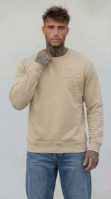 FELPA GIROCOLLO GRIGIO SABBIA CON LOGO TONO SU TONO   - DS2 - ART. SS26228