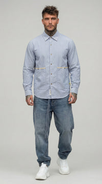 CAMICIA UOMO OVERSHIRT UOMO A RIGHE BICOLOR - BERNA - ART. 261252-30