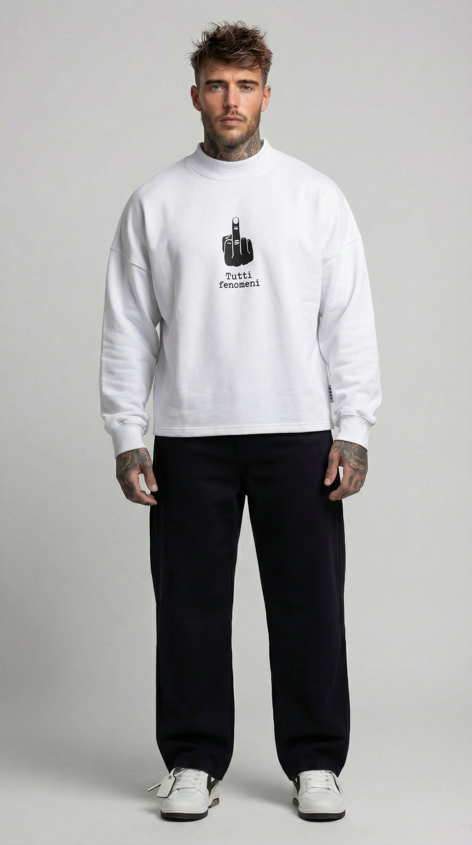 FELPA GIROCOLLO UOMO STAMPA DITO MEDIO  - BERNA - ART. 261082 - 2