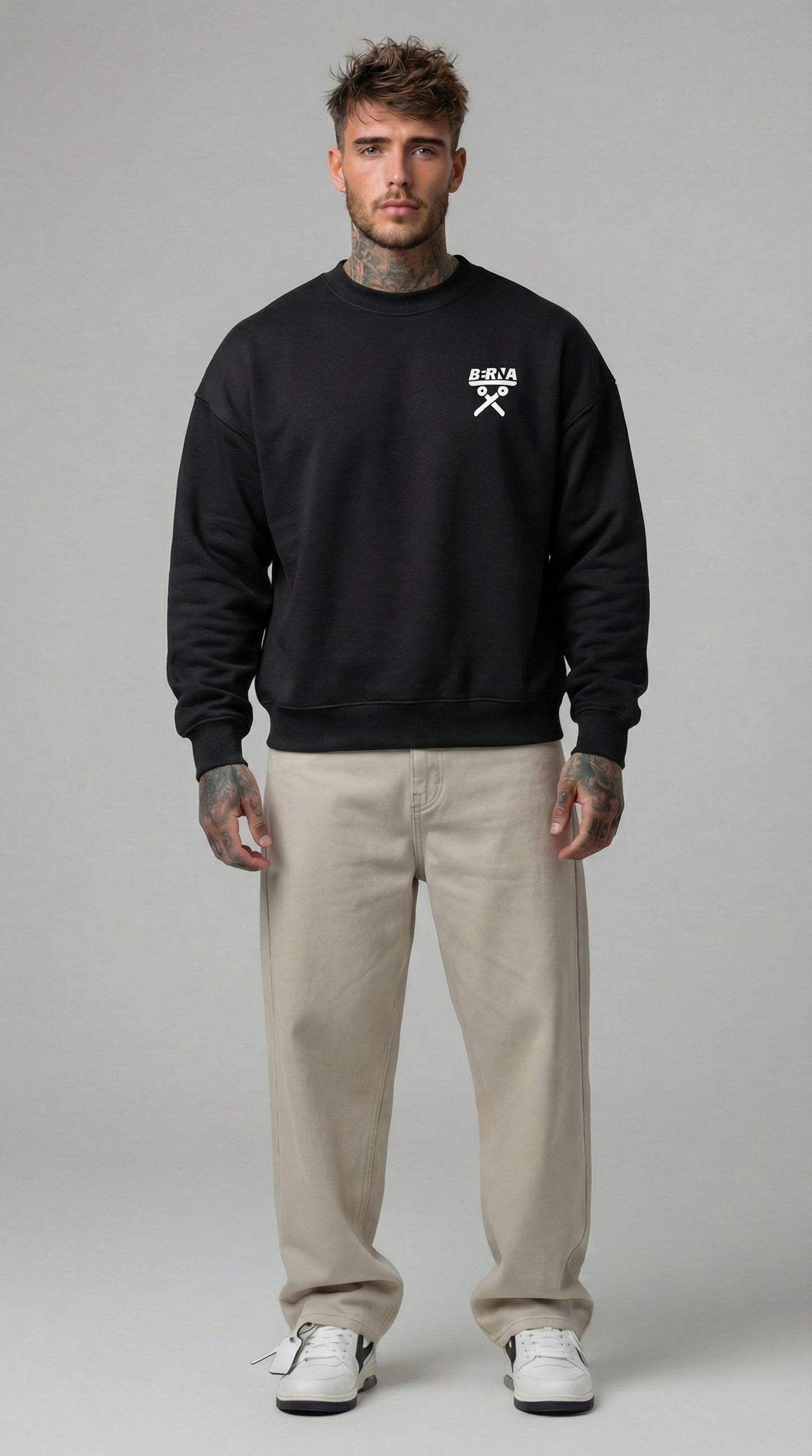 FELPA GIROCOLLO UOMO LOGATA VINTAGE FIT  - BERNA - ART. 261051 - PIU' COLORI