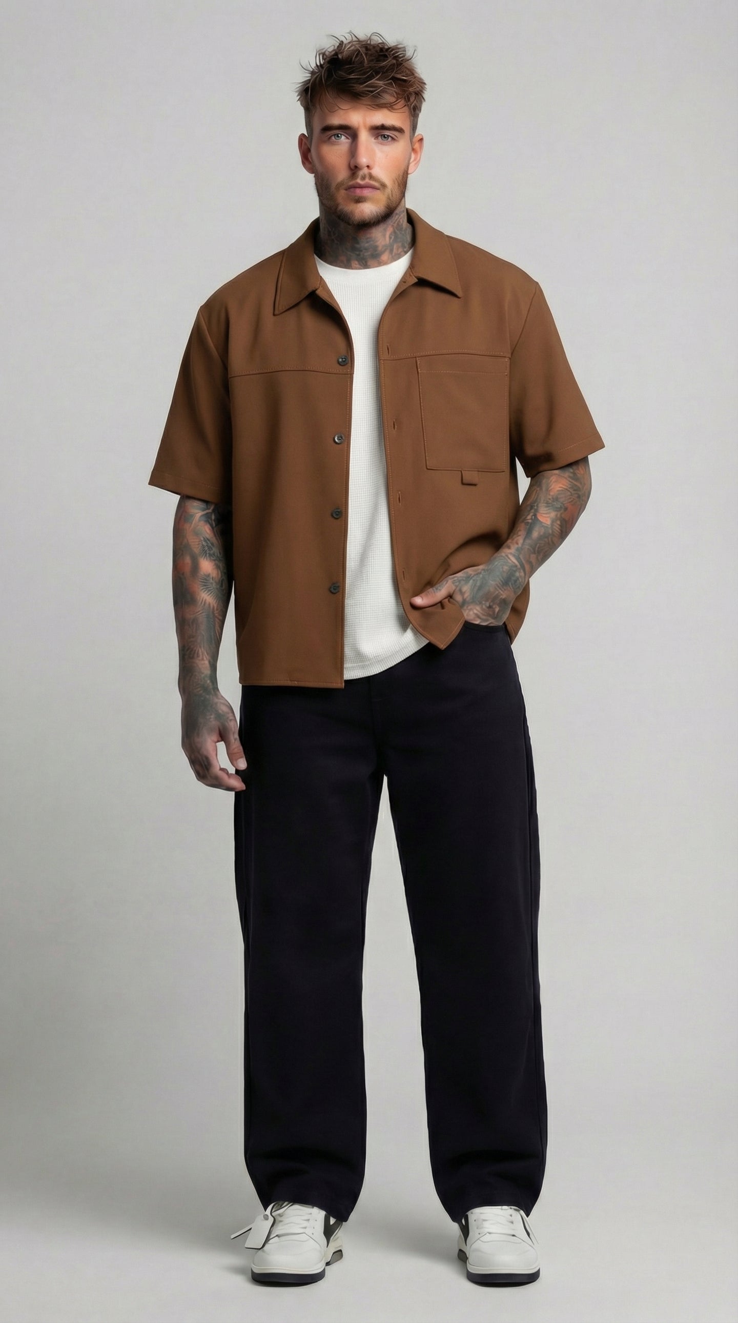 CAMICIA MANICA CORTA CON TASCHINO FRONTALE - IMPERIAL - ART. C1PLCY - COL. NUTELLA