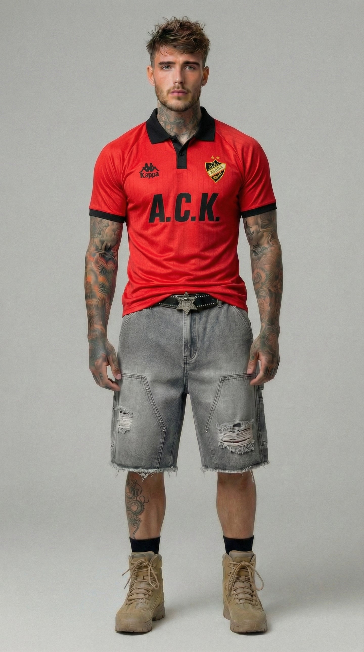 POLO MANICA CORTA AUTHENTIC SLOAN - KAPPA - ART. 331Z4PW- COL . RED CORAL BLACK