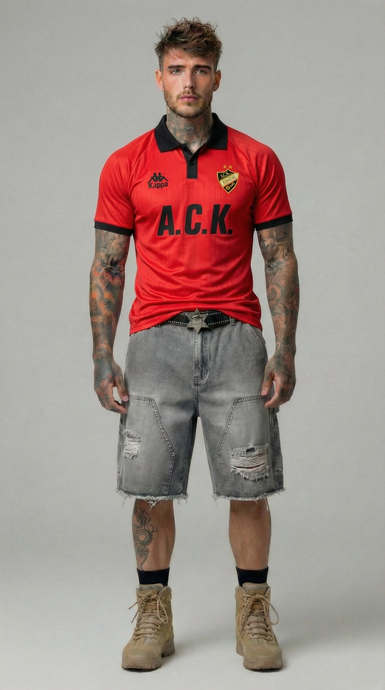 POLO MANICA CORTA AUTHENTIC SLOAN - KAPPA - ART. 331Z4PW- COL . RED CORAL BLACK