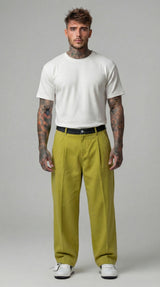 PANTALONE VERDE CHIARO CINTA DENIM  - BERNA - ART. 261390