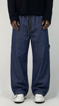 PANTALONE CARPENTER CON ELASTICO IN VITA DARK BLUE DENIM  - HAMEN - ART.  CARPE