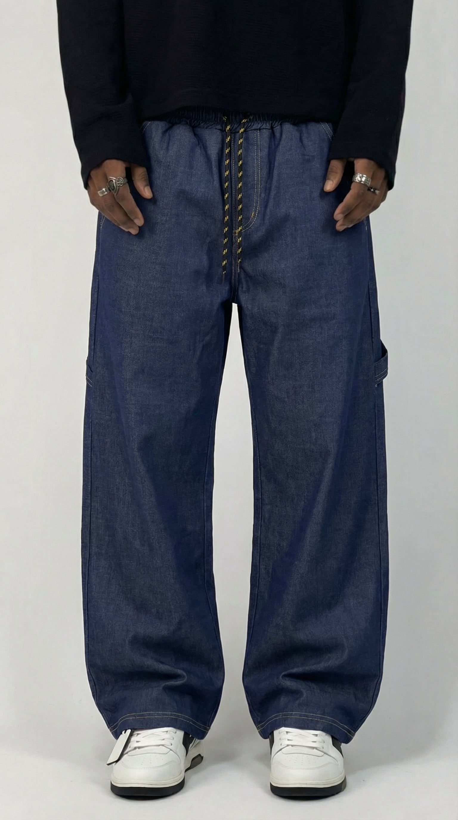 PANTALONE CARPENTER CON ELASTICO IN VITA DARK BLUE DENIM  - HAMEN - ART.  CARPE