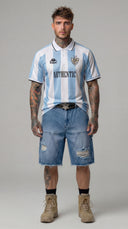 POLO MANICA CORTA AUTHENTIC SHAILEN - KAPPA - ART. 331Z4NW- COL . WHITE AZURE BLACK