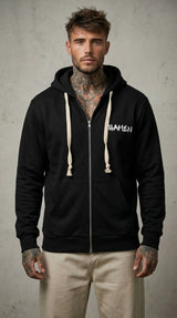 FELPA UOMO  ZIP CON CAPPUCCIO BASICA LOGO - HAMEN - ART. LOGO H