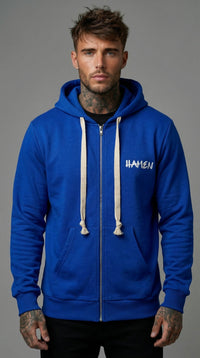 FELPA UOMO  ZIP CON CAPPUCCIO BASICA LOGO - HAMEN - ART. LOGO H