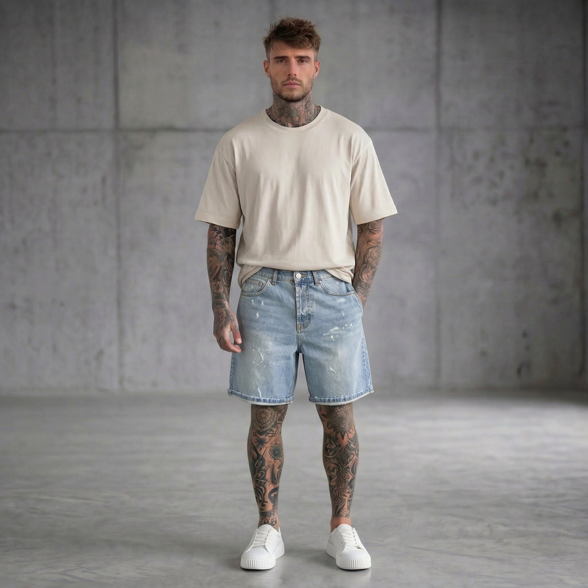 BERMUDA NEW JOB BRAND JEANS CHIARO MACCHIE E STRAPPI ART  NJB 22/1