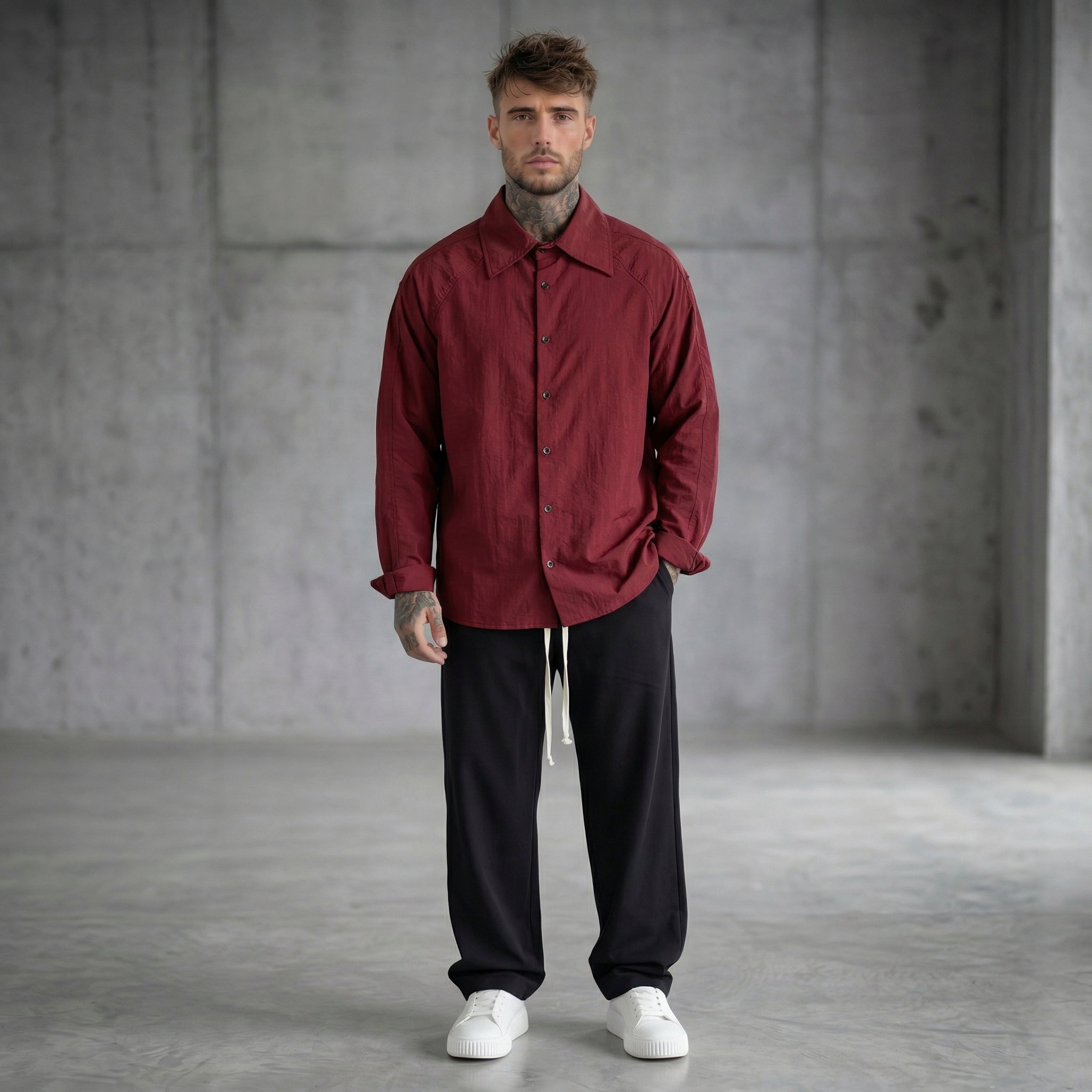 CAMICIA10 IN NYLON OVERSIZE - DAMN STUDIOS - ART. DAMN32 - COL. BORDEAUX