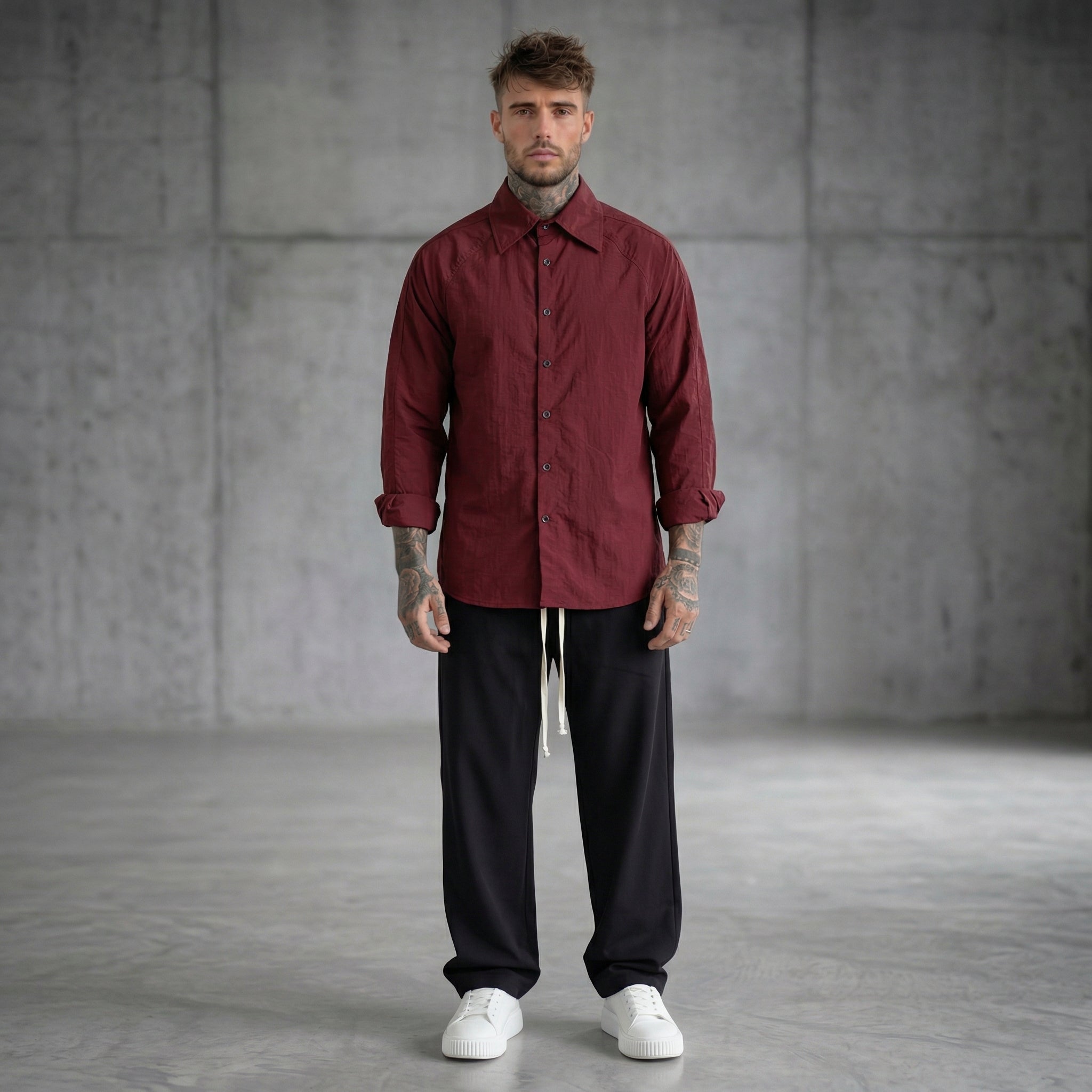 CAMICIA10 IN NYLON OVERSIZE - DAMN STUDIOS - ART. DAMN32 - COL. BORDEAUX