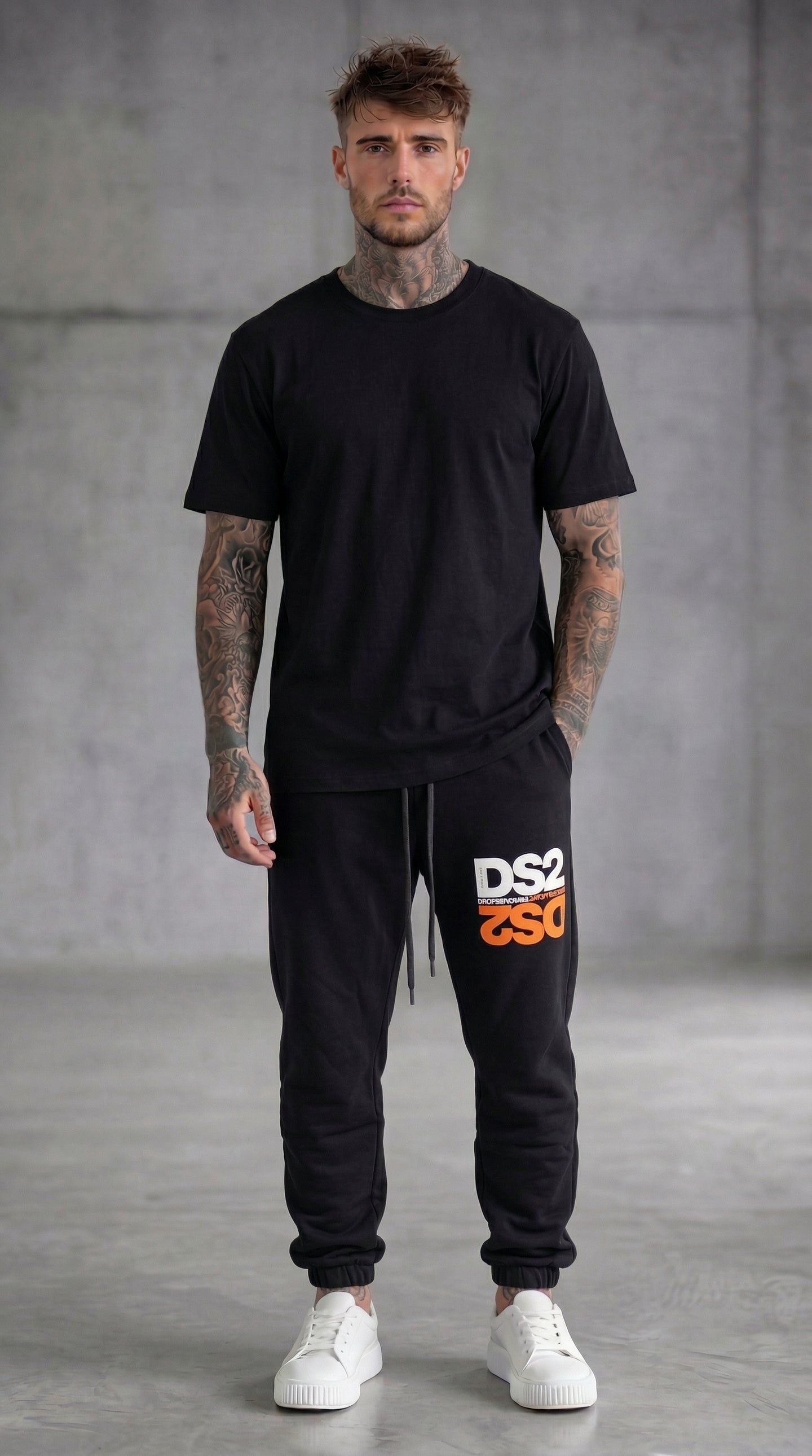 PANTALONE NERO  DI TUTA CON STAMPA - DS2 - ART. SS26254