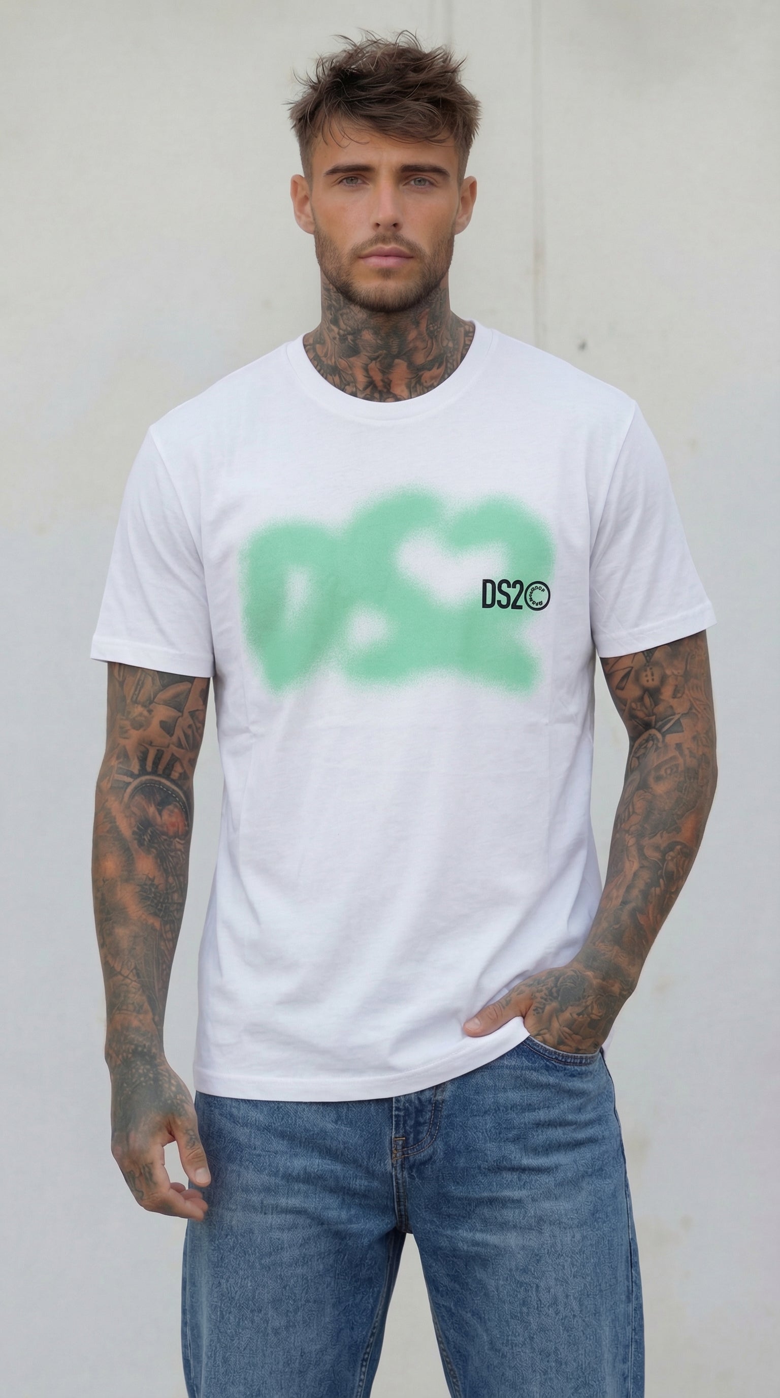 T-SHIRT BIANCO CON LOGO SPRAY  -DS2 - ART. SS26223