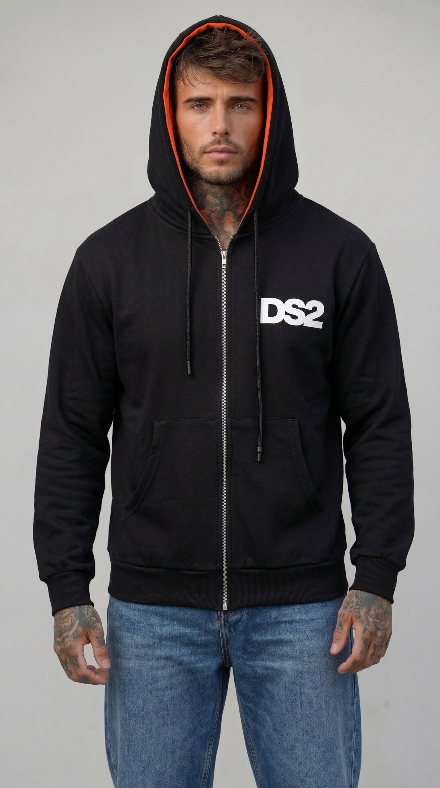 FELPA ZIP CON CAPPUCCIO PIU' COLORI  CON INSERTI - DS2 - ART. SS26210