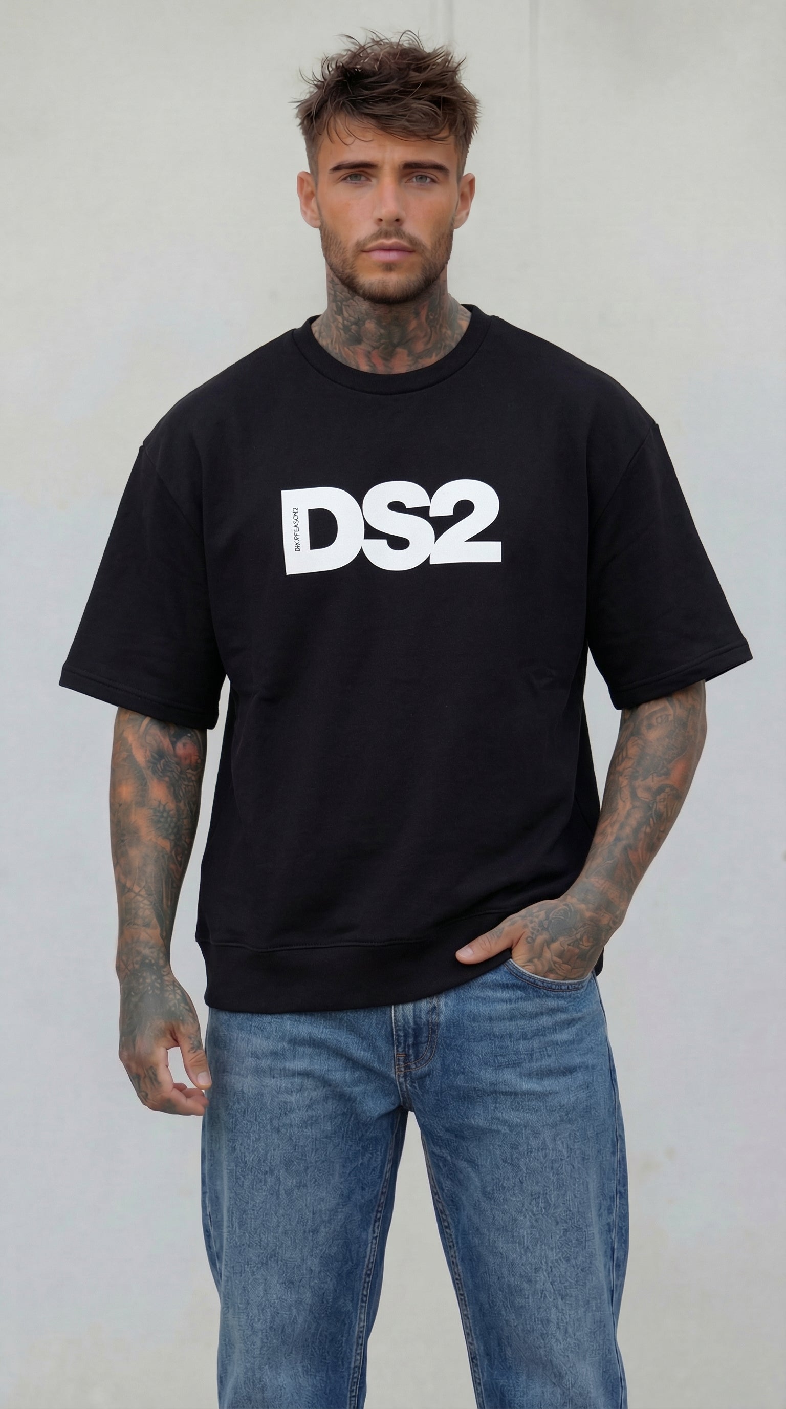 T-SHIRT FELPA CON LOGO BIG -  NERO  - DS2 - ART. SS26280