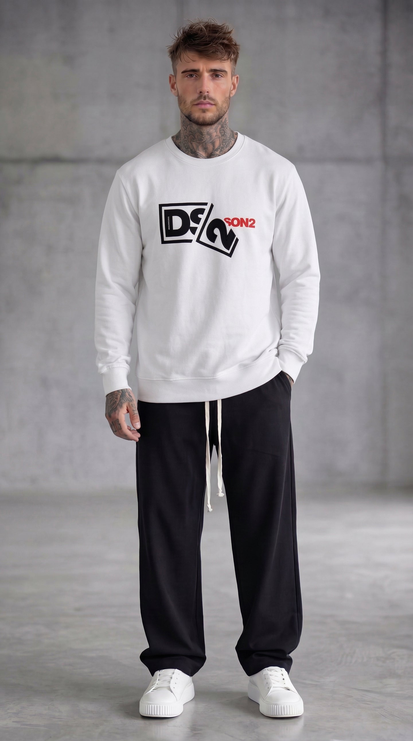 FELPA GIROCOLLO CON LOGO IN RILIEVO - DS2 - ART. SS26238