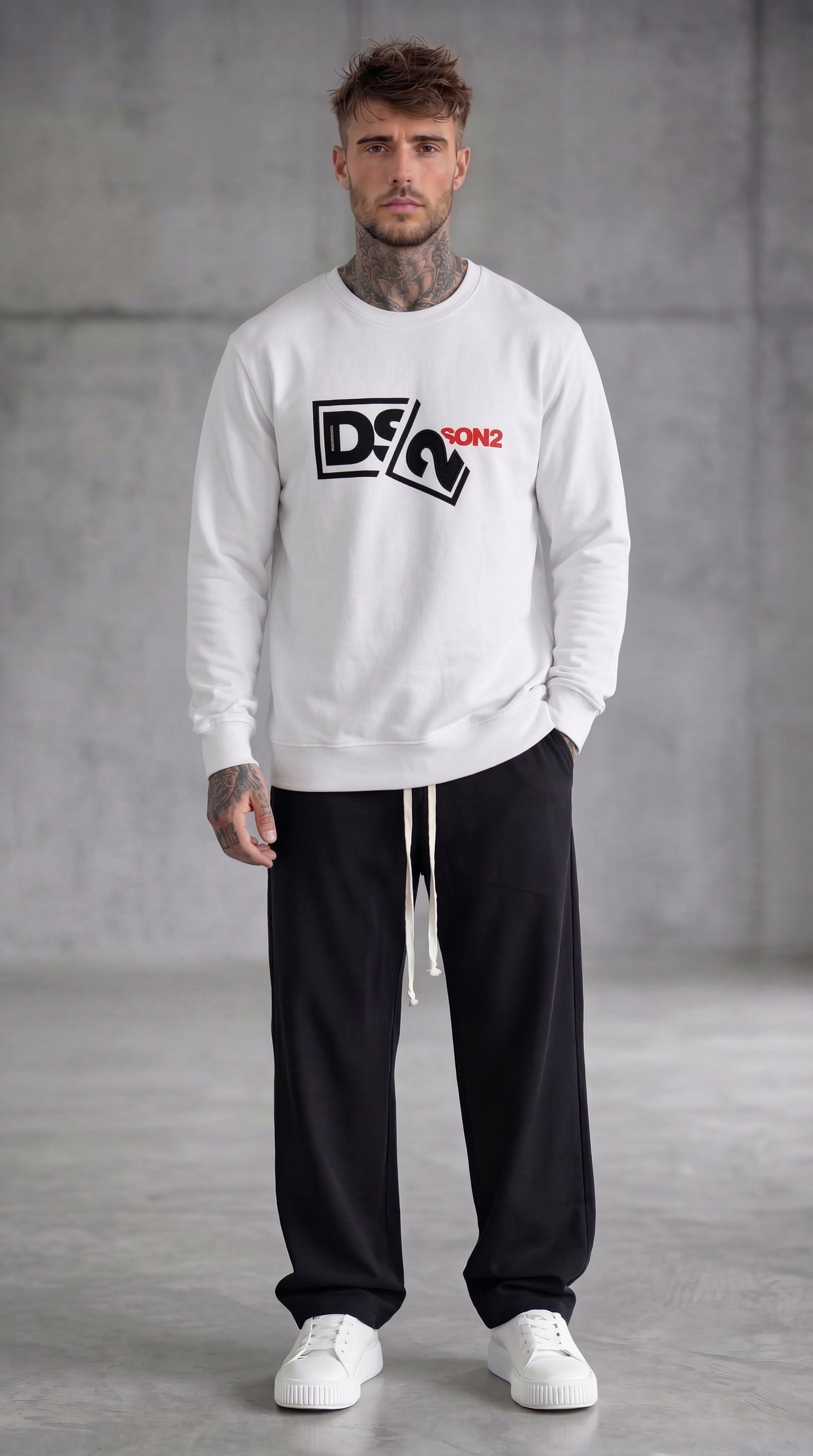 FELPA GIROCOLLO CON LOGO IN RILIEVO - DS2 - ART. SS26238