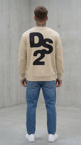 FELPA GIROCOLLO GRIGIO SABBIA CON LOGO TONO SU TONO   - DS2 - ART. SS26228