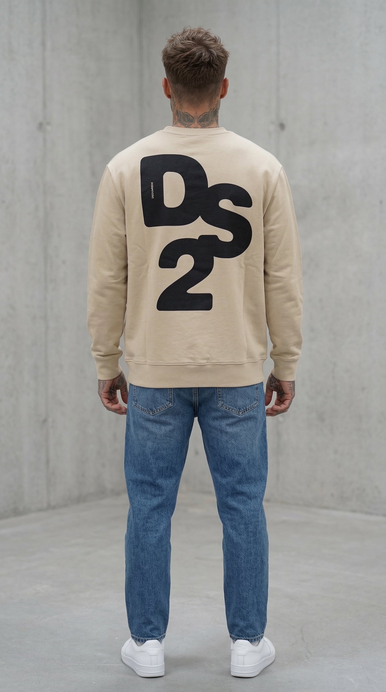 FELPA GIROCOLLO GRIGIO SABBIA CON LOGO TONO SU TONO   - DS2 - ART. SS26228