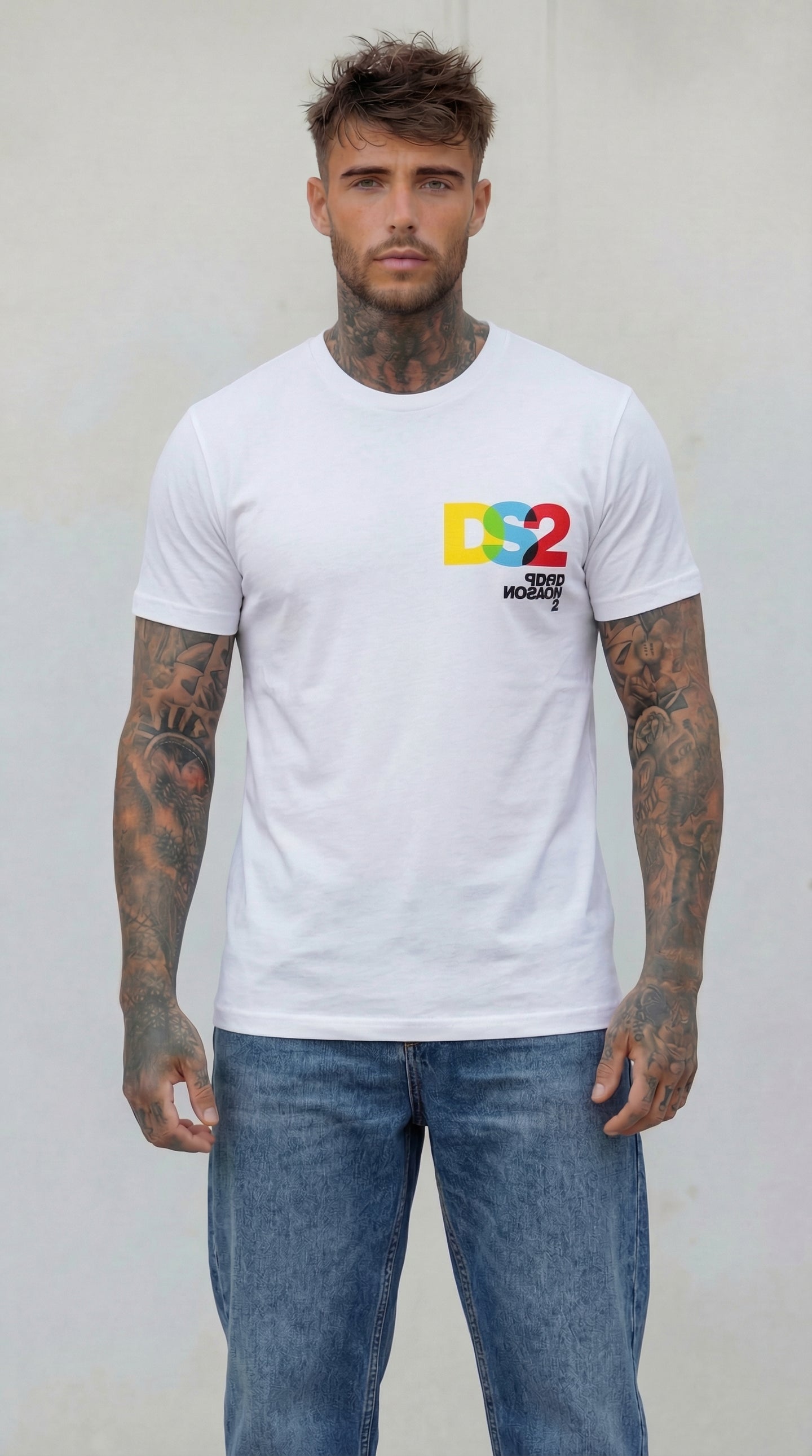 T-SHIRT BIANCO CON LOGO COLORATO  -DS2 - ART. SS26293