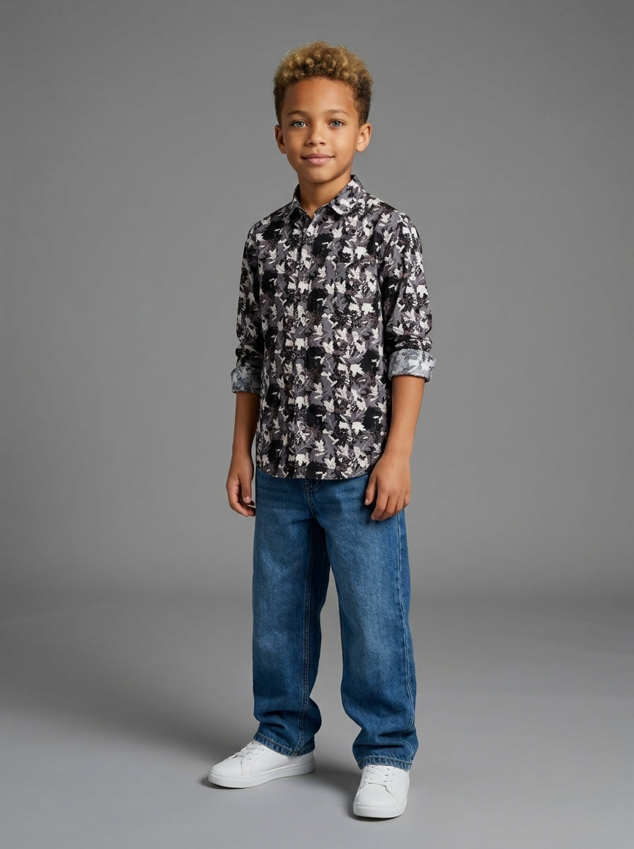 CAMICIA BERNA KIDS FANTASIA FOGLIE ART 22573 2