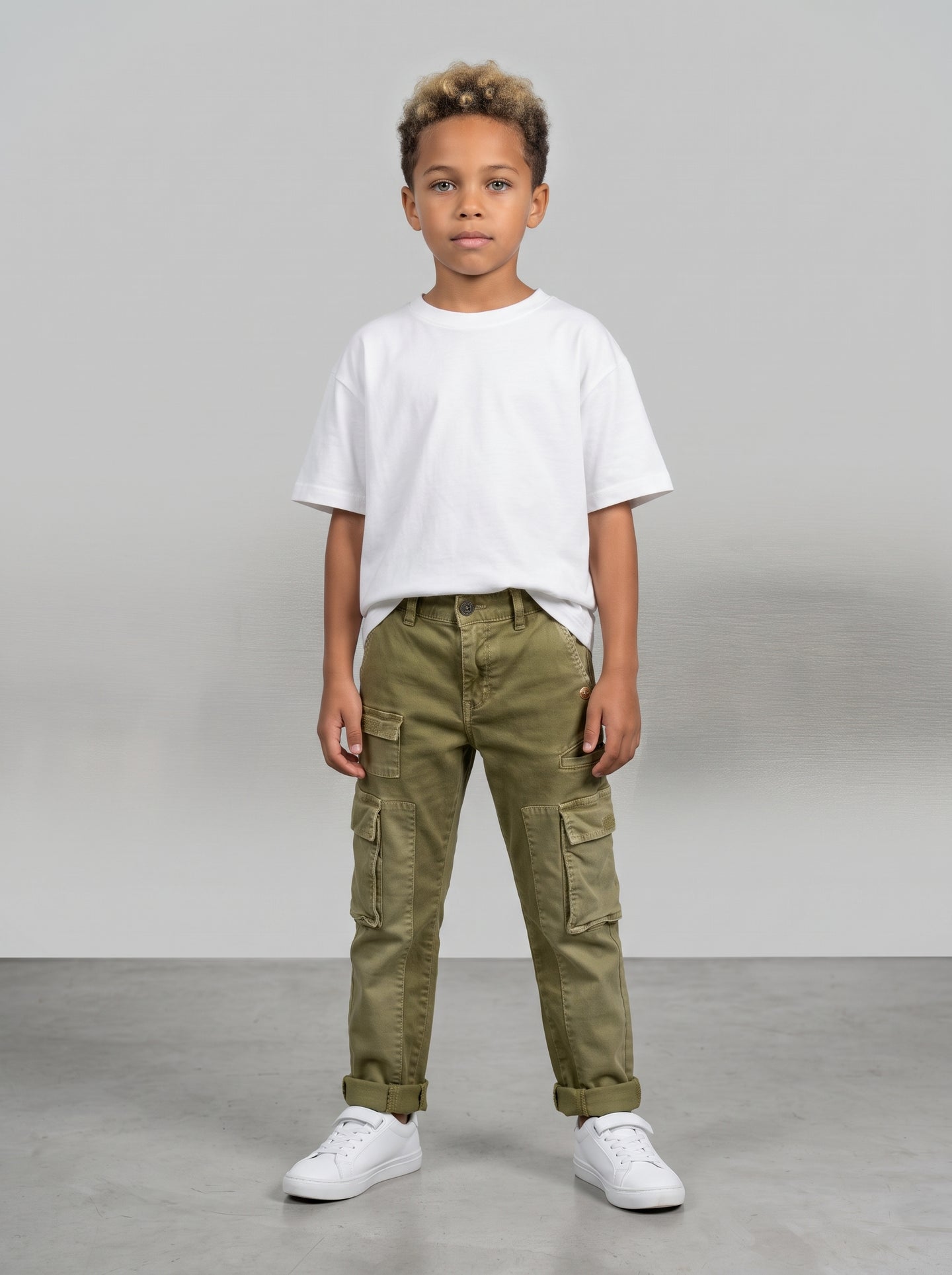 PANTALONE BERNA CARGO  KIDS BAMBINO VERDE & CAMMELLO ART K 23532