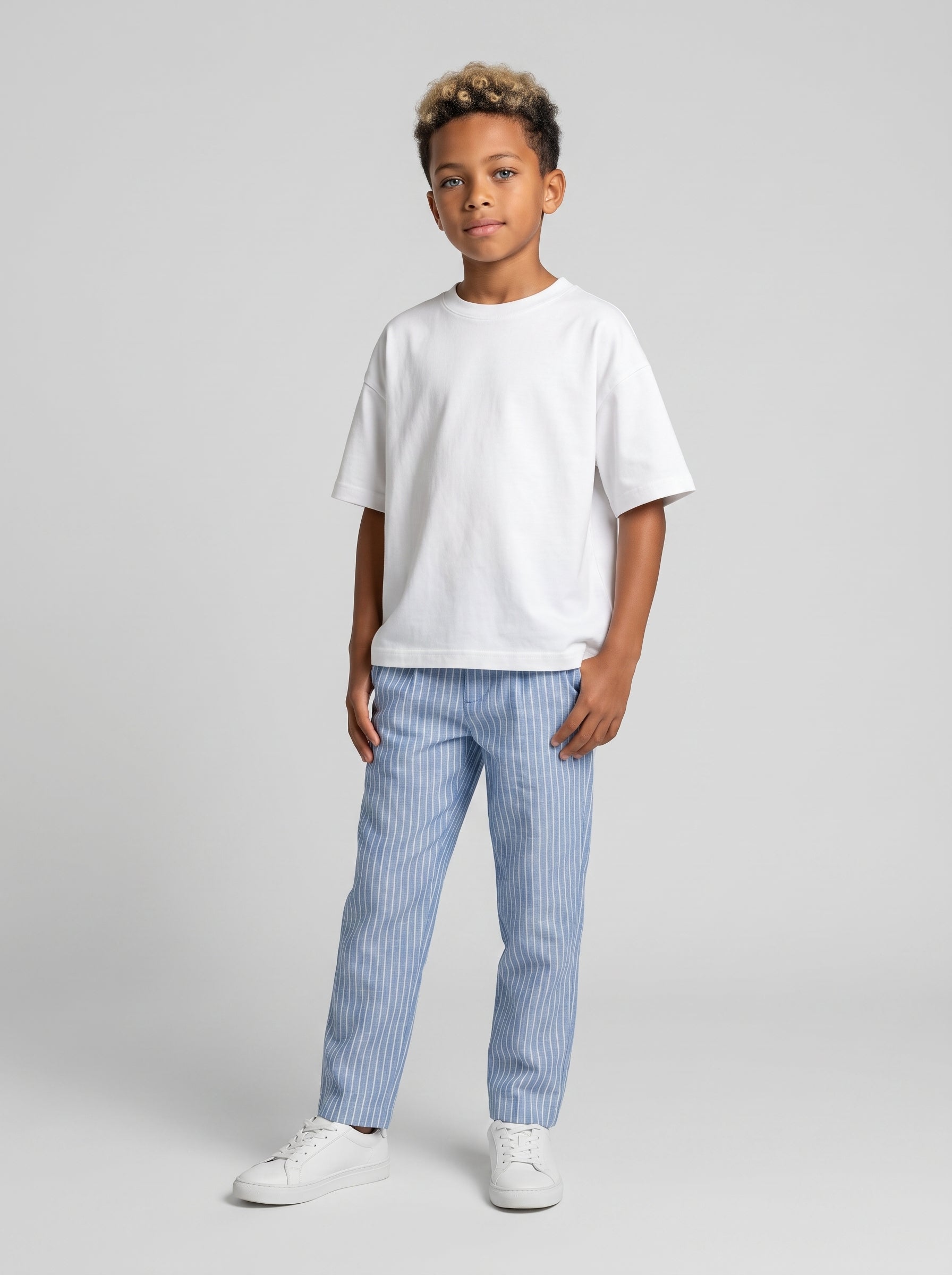 PANTALONE BERNA KIDS BAMBINO RIGHE CELESTE ART 240212 30