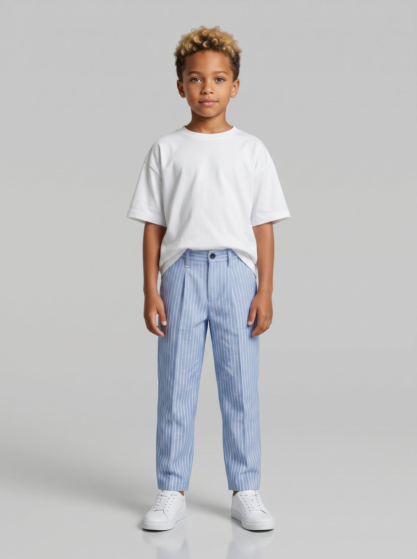 PANTALONE BERNA KIDS BAMBINO RIGHE CELESTE ART 240212 30