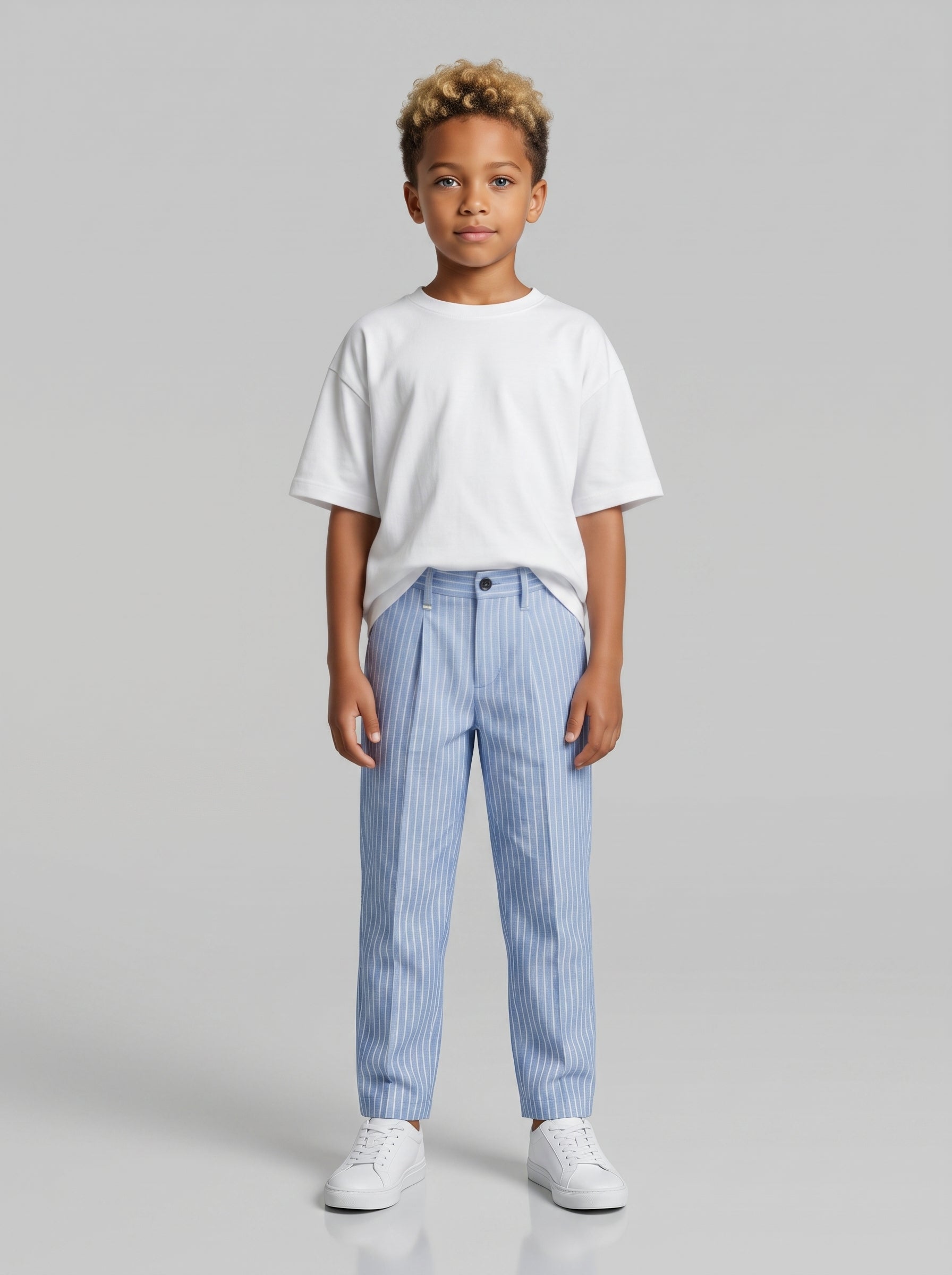 PANTALONE BERNA KIDS BAMBINO RIGHE CELESTE ART 240212 30