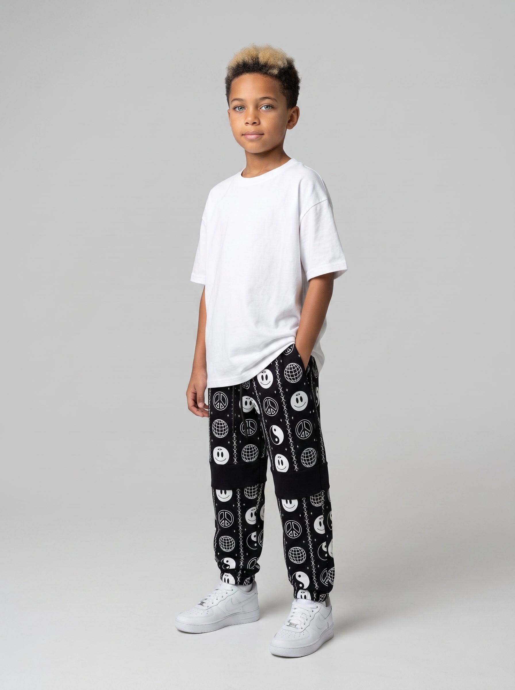 PANTALONE TUTA BERNA KIDS BAMBINO NERO YIN YANG ART K 241024