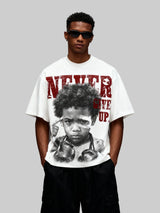 T-SHIRT NOISSEY WHITE BOXYFIT OVERSIZE ART NEVER GIVE UP