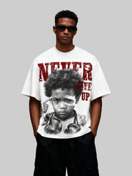 T-SHIRT NOISSEY WHITE BOXYFIT OVERSIZE ART NEVER GIVE UP