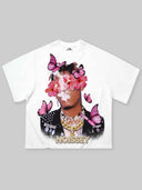 T-SHIRT NOISSEY WHITE BOXYFIT ART FLORAL BUTTERFLY