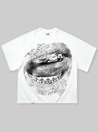 T-SHIRT NOISSEY WHITE BOXYFIT OVERSIZE ART BIBLE LIP
