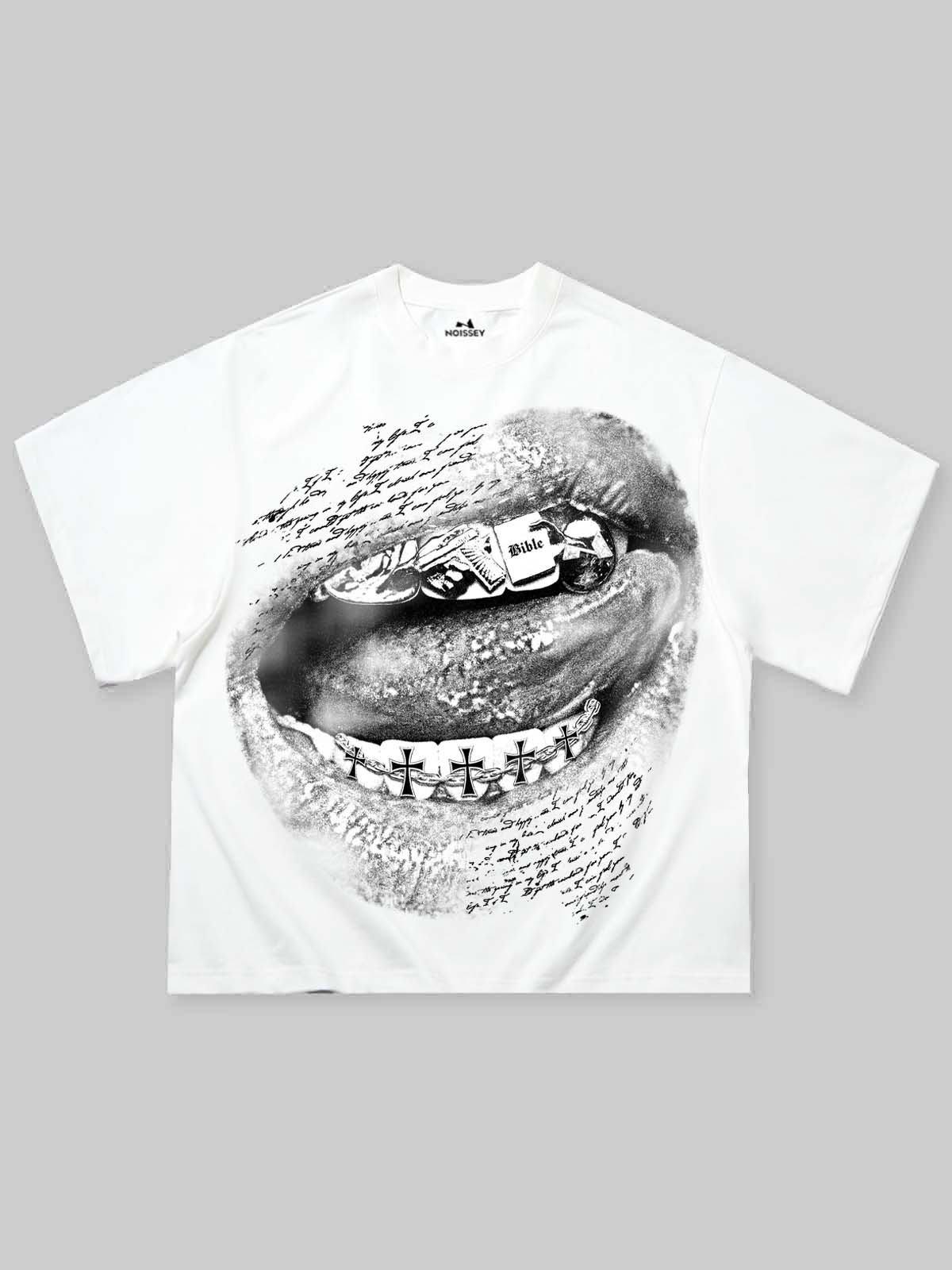 T-SHIRT NOISSEY WHITE BOXYFIT OVERSIZE ART BIBLE LIP