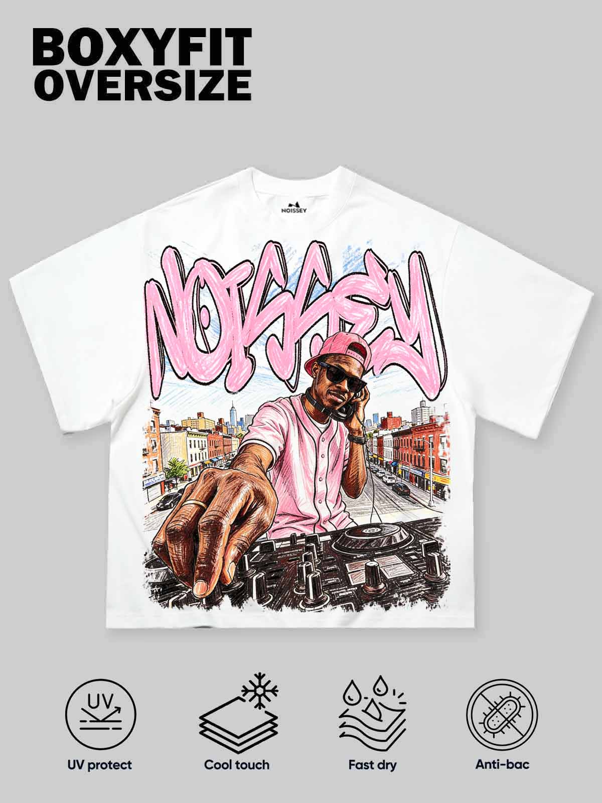 T-SHIRT NOISSEY BOXYFIT OVERSIZE BIANCA ART NILTON DJ