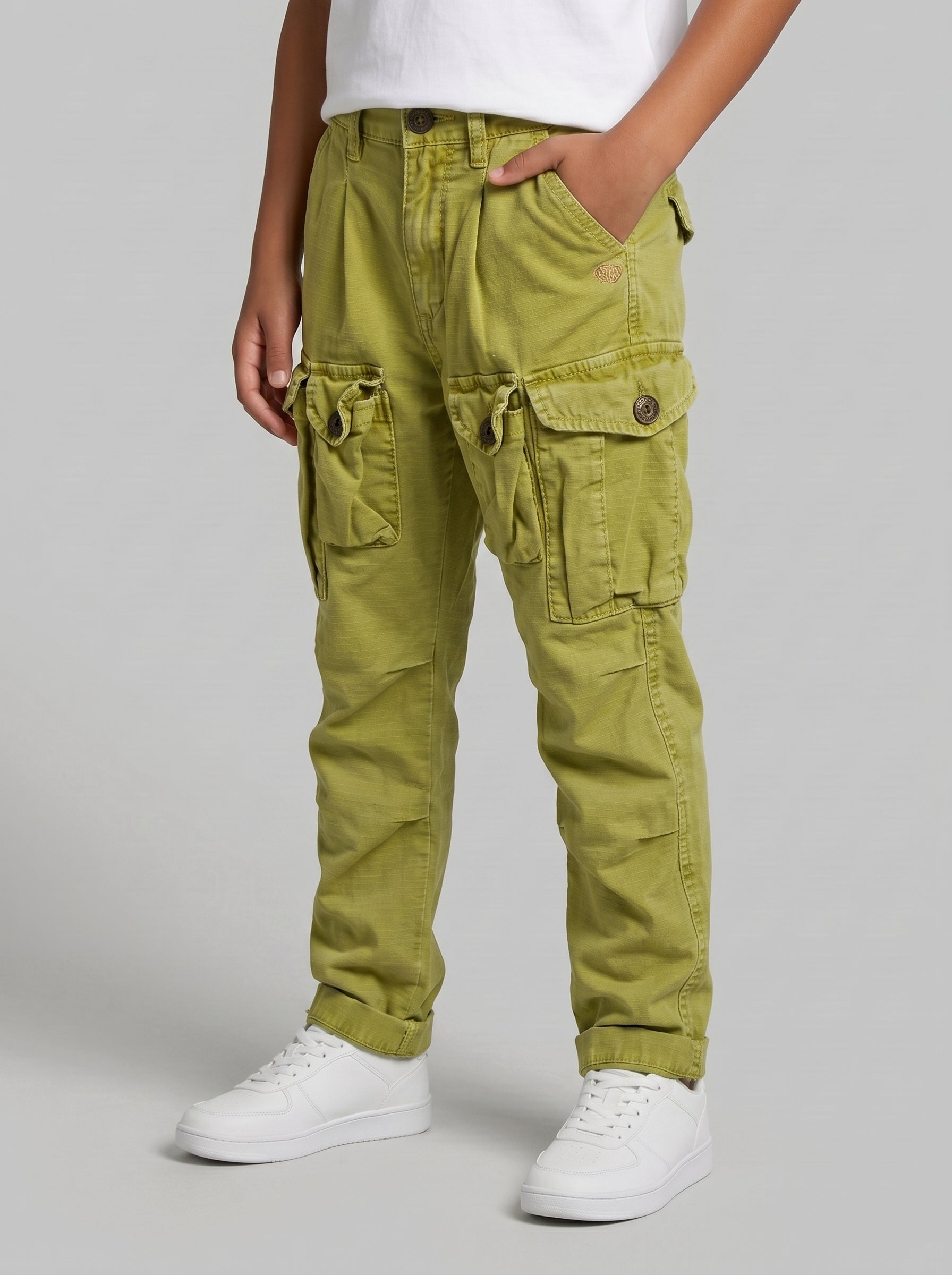 PANTALONE BERNA KIDS CARGO BAMBINO VERDE ACIDO ART  23070 174