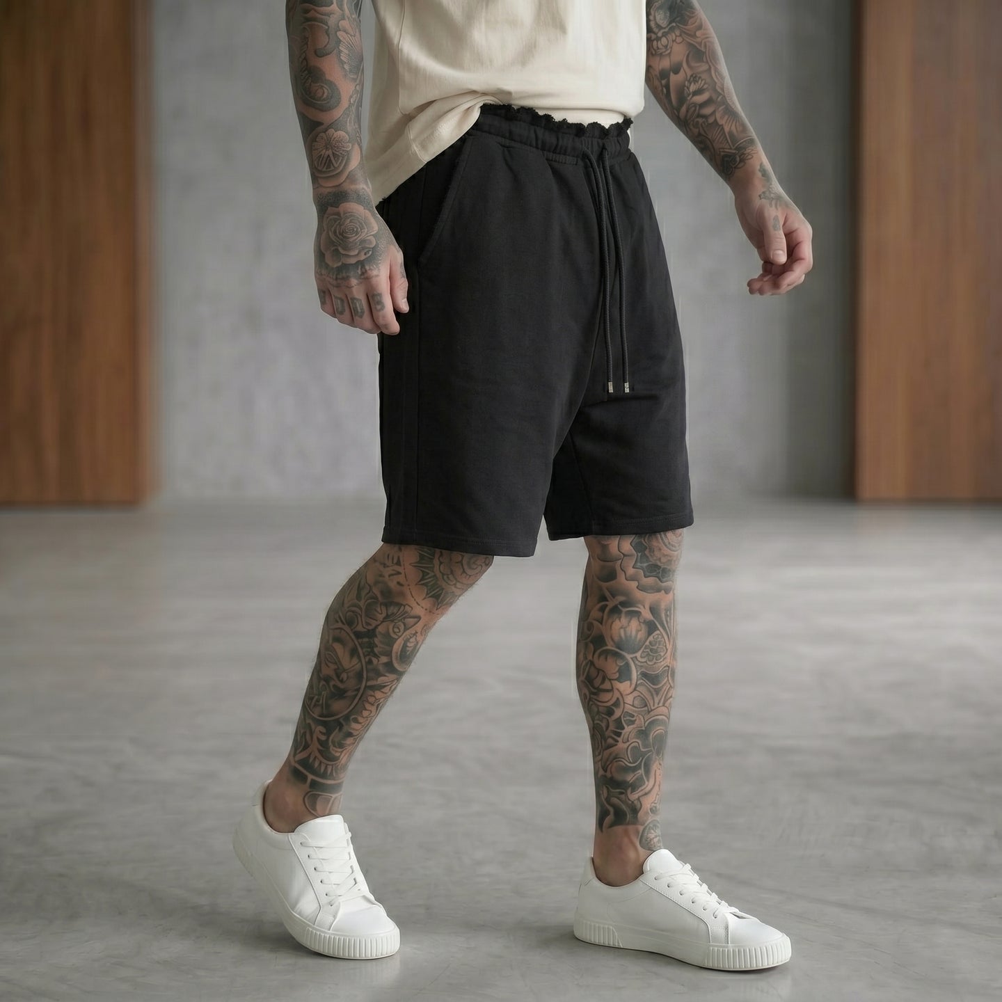 BERMUDA NEW JOB BRAND IN FELPA NERO  ART AU3171S