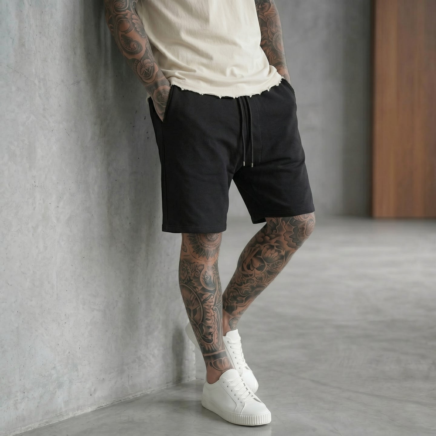 BERMUDA NEW JOB BRAND IN FELPA NERO  ART AU3171S