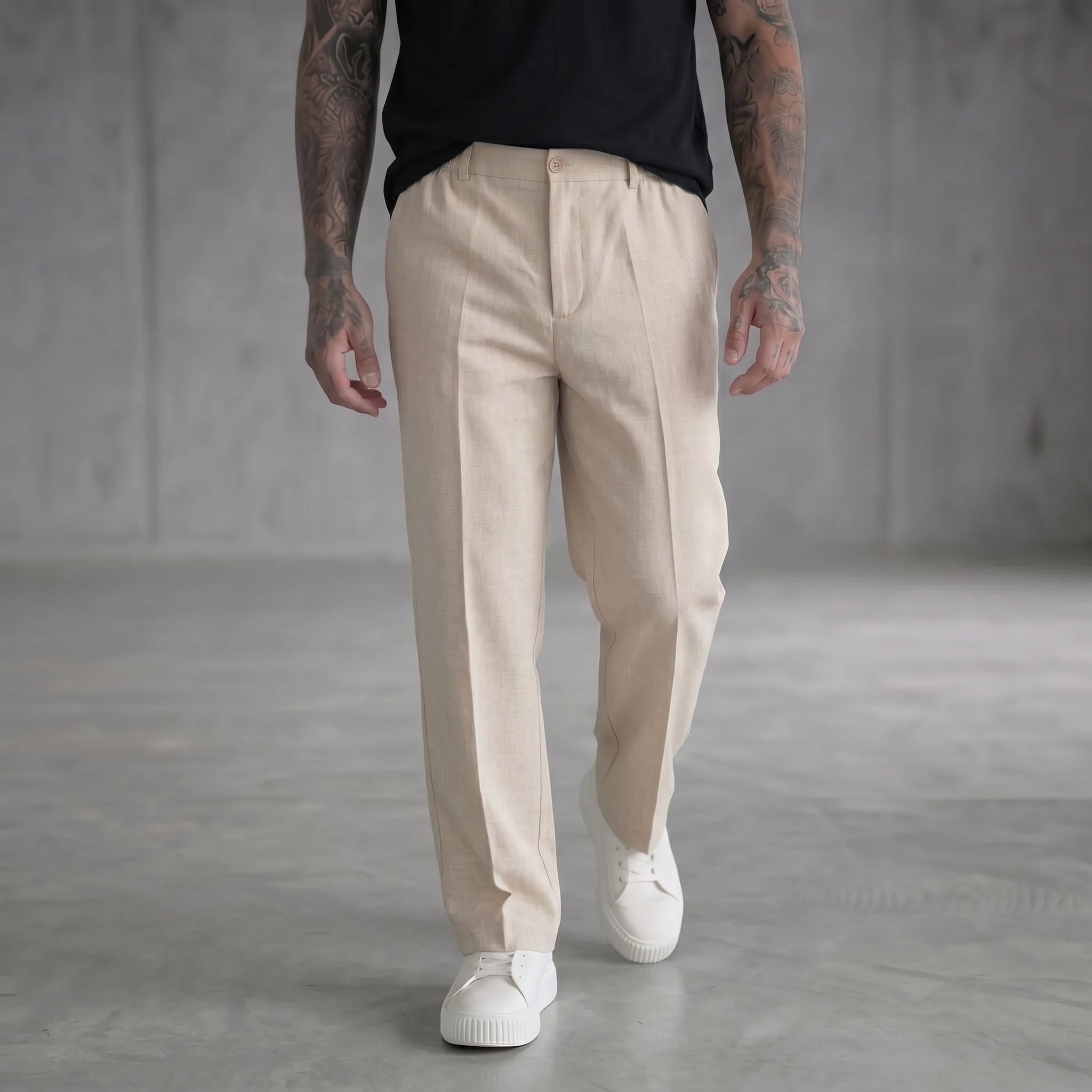 PANTALONI IMPERIAL REGULAR FIT CON PINCE E CINTURA ELASTICIZZATA ART P5441P5002