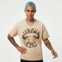 T-SHIRT NOISSEY SABBIA OVERSIZE ART BOCCA GOLDEN LEOPARD