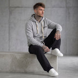 FELPA UOMO  ZIP CON CAPPUCCIO BASICA LOGO - HAMEN - ART. LOGO H