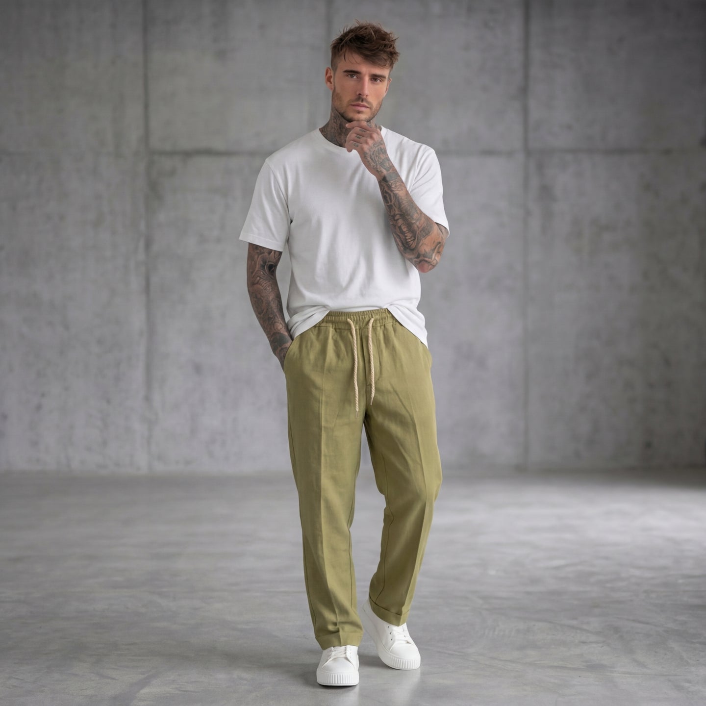 PANTALACCIO UOMO IN MISTO LINO VISCOSA  - BERNA - ART. 261226