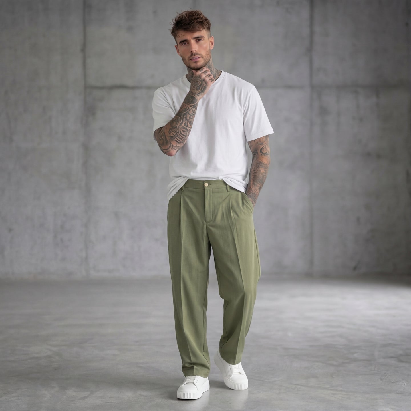 PANTALONE BAGGY FIT CON FIBBIE SALVIA - BERNA - ART 261364 - 102