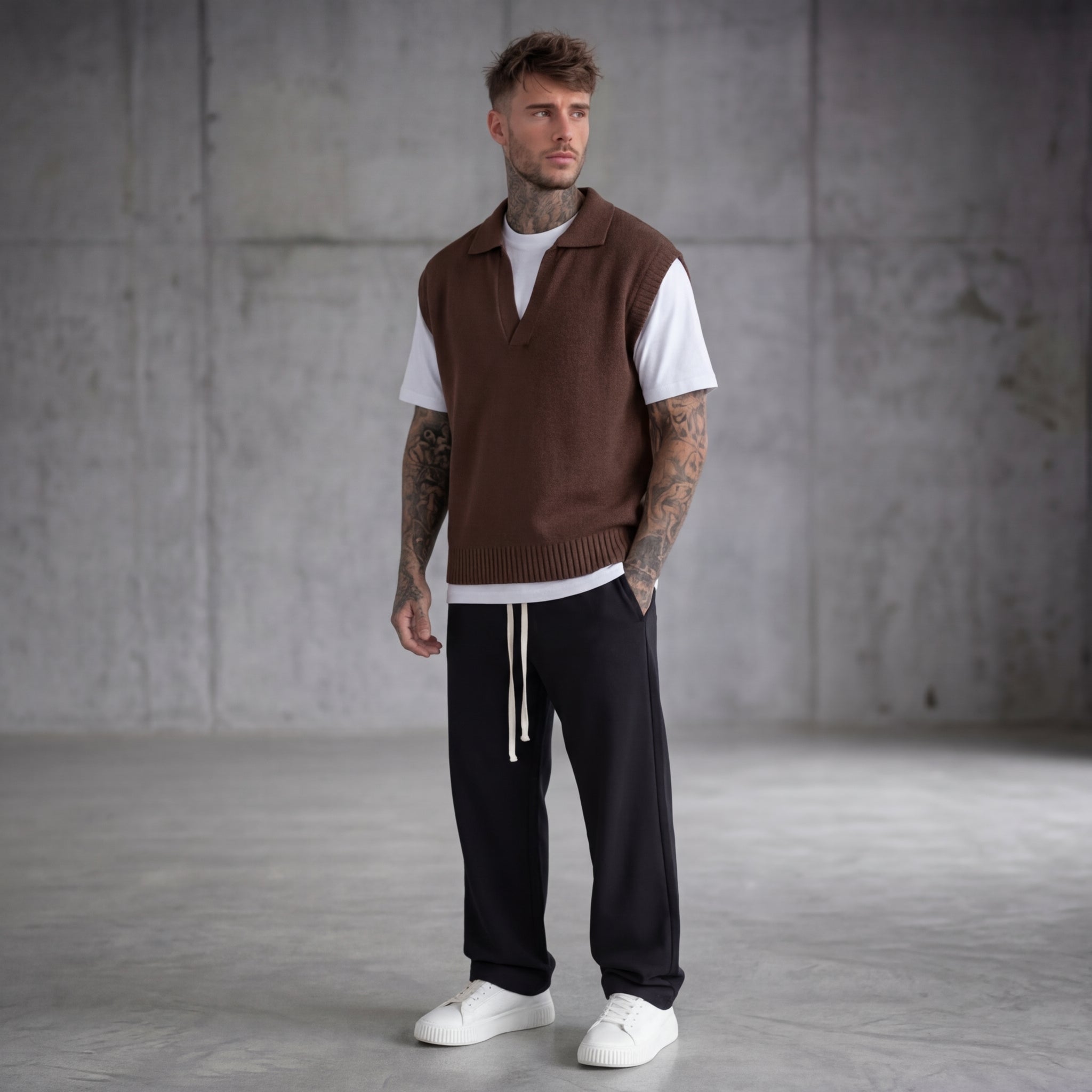 SMANICATO POLO TRAFORATA MARRONE - NEW JOB BRAND - ART. MA/15
