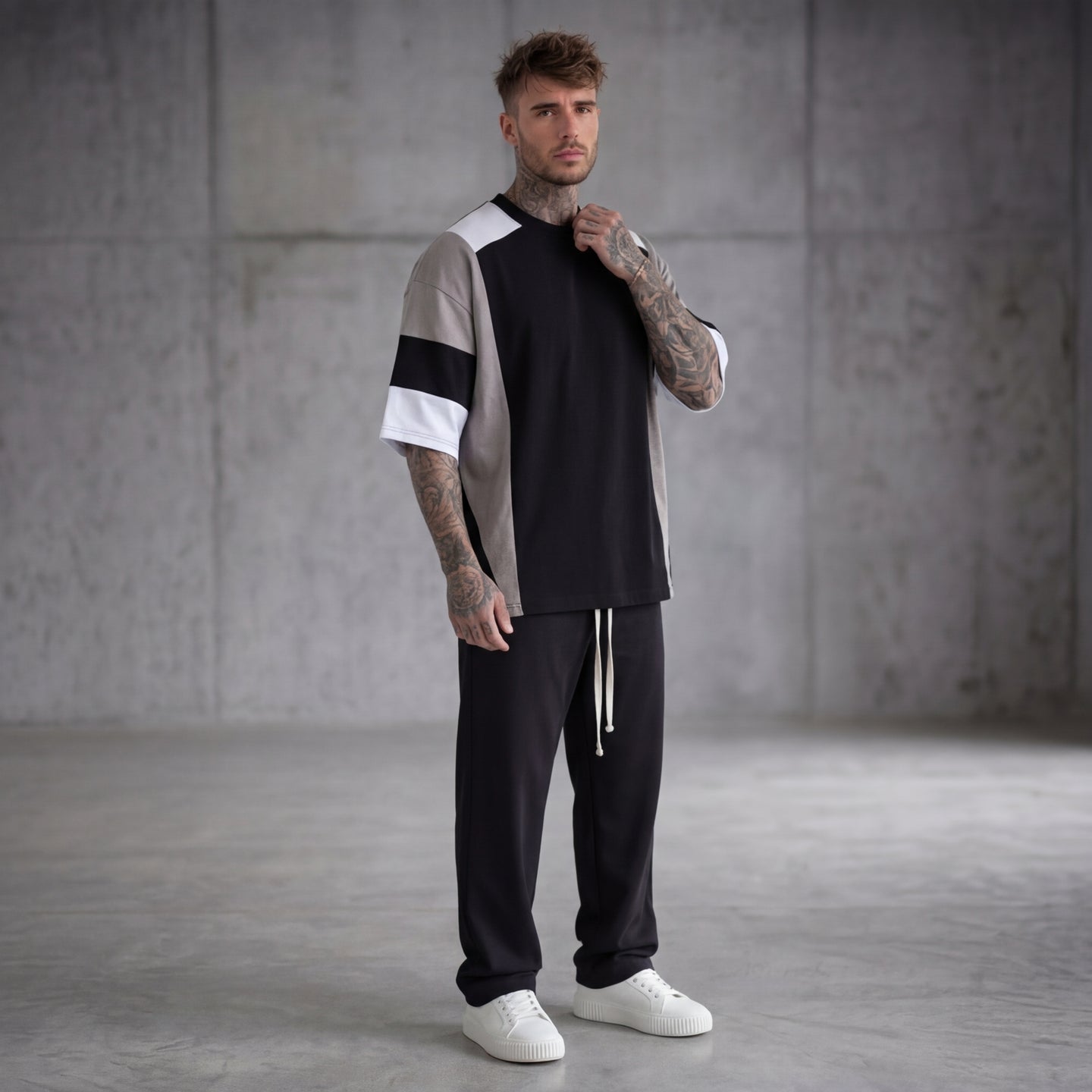 T-SHIRT OVER BANDE NERO - NEW JOB BRAND - ART. 905