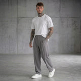 PANTALONE CON ELASTICO IN VITA GRIGIO BOTTONE COPERTO   - NEW JOB BRAND - ART. AMALFI