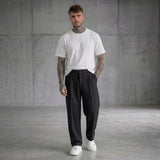 PANTALONE NERO CON ELASTICO IN VITA BOTTONE  - NEW JOB BRAND - ART. AMALFI