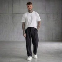 PANTALONE NERO CON ELASTICO IN VITA BOTTONE  - NEW JOB BRAND - ART. AMALFI